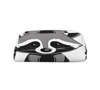 AUGUSTRUSH Leather Pencil Case for Students, Large Capacity Pencil Pouch, Cartoon Cute Raccoon, Unique Zippered Pen Bag Organizer for School, Office & Travel, Durable Makeup & Stationery Bag