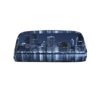 AUGUSTRUSH Leather Pencil Case for Students, Large Capacity Pencil Pouch, Chicago Reflected, Unique Zippered Pen Bag Organizer for School, Office & Travel, Durable Makeup & Stationery Bag