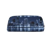 AUGUSTRUSH Leather Pencil Case for Students, Large Capacity Pencil Pouch, Chicago Reflected, Unique Zippered Pen Bag Organizer for School, Office & Travel, Durable Makeup & Stationery Bag