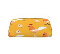 AUGUSTRUSH Leather Pencil Case for Students, Large Capacity Pencil Pouch, Chicken Chick, Unique Zippered Pen Bag Organizer for School, Office & Travel, Durable Makeup & Stationery Bag