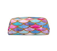 AUGUSTRUSH Leather Pencil Case for Students, Large Capacity Pencil Pouch, Colorful Rainbow, Unique Zippered Pen Bag Organizer for School, Office & Travel, Durable Makeup & Stationery Bag