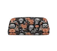 AUGUSTRUSH Leather Pencil Case for Students, Large Capacity Pencil Pouch, Colorful Sugar Skulls, Unique Zippered Pen Bag Organizer for School, Office & Travel, Durable Makeup & Stationery Bag