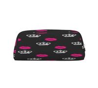 AUGUSTRUSH Leather Pencil Case for Students, Large Capacity Pencil Pouch, Crown Lips, Unique Zippered Pen Bag Organizer for School, Office & Travel, Durable Makeup & Stationery Bag