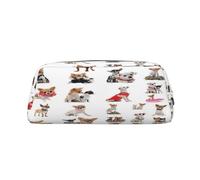 AUGUSTRUSH Leather Pencil Case for Students, Large Capacity Pencil Pouch, Cute Chihuahua Pug, Unique Zippered Pen Bag Organizer for School, Office & Travel, Durable Makeup & Stationery Bag