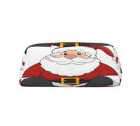 AUGUSTRUSH Leather Pencil Case for Students, Large Capacity Pencil Pouch, Cute Santa Claus, Unique Zippered Pen Bag Organizer for School, Office & Travel, Durable Makeup & Stationery Bag