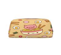 AUGUSTRUSH Leather Pencil Case for Students, Large Capacity Pencil Pouch, Delicious Sweet Ramen, Unique Zippered Pen Bag Organizer for School, Office & Travel, Durable Makeup & Stationery Bag