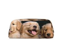 AUGUSTRUSH Leather Pencil Case for Students, Large Capacity Pencil Pouch, Dogs Puppies Pets, Unique Zippered Pen Bag Organizer for School, Office & Travel, Durable Makeup & Stationery Bag