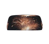 AUGUSTRUSH Leather Pencil Case for Students, Large Capacity Pencil Pouch, Fireworks, Unique Zippered Pen Bag Organizer for School, Office & Travel, Durable Makeup & Stationery Bag