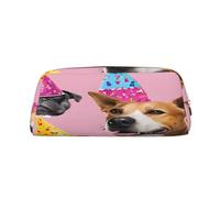 AUGUSTRUSH Leather Pencil Case for Students, Large Capacity Pencil Pouch, French Bulldog, Unique Zippered Pen Bag Organizer for School, Office & Travel, Durable Makeup & Stationery Bag