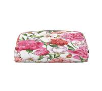 AUGUSTRUSH Leather Pencil Case for Students, Large Capacity Pencil Pouch, Garden Peony, Unique Zippered Pen Bag Organizer for School, Office & Travel, Durable Makeup & Stationery Bag