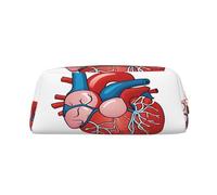AUGUSTRUSH Leather Pencil Case for Students, Large Capacity Pencil Pouch, Human Anatomy Heart Chart, Unique Zippered Pen Bag Organizer for School, Office & Travel, Durable Makeup & Stationery Bag