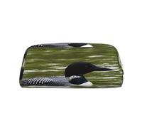 AUGUSTRUSH Leather Pencil Case for Students, Large Capacity Pencil Pouch, Loon Nature Birds, Unique Zippered Pen Bag Organizer for School, Office & Travel, Durable Makeup & Stationery Bag