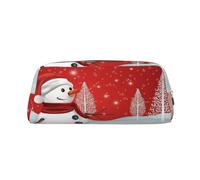 AUGUSTRUSH Leather Pencil Case for Students, Large Capacity Pencil Pouch, Merry Christmas Day, Unique Zippered Pen Bag Organizer for School, Office & Travel, Durable Makeup & Stationery Bag