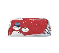 AUGUSTRUSH Leather Pencil Case for Students, Large Capacity Pencil Pouch, Merry Christmas Day, Unique Zippered Pen Bag Organizer for School, Office & Travel, Durable Makeup & Stationery Bag