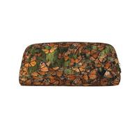 AUGUSTRUSH Leather Pencil Case for Students, Large Capacity Pencil Pouch, Monarch Butterflies, Unique Zippered Pen Bag Organizer for School, Office & Travel, Durable Makeup & Stationery Bag