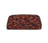 AUGUSTRUSH Leather Pencil Case for Students, Large Capacity Pencil Pouch, Monarch Butterflies, Unique Zippered Pen Bag Organizer for School, Office & Travel, Durable Makeup & Stationery Bag