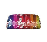 AUGUSTRUSH Leather Pencil Case for Students, Large Capacity Pencil Pouch, Music Note, Unique Zippered Pen Bag Organizer for School, Office & Travel, Durable Makeup & Stationery Bag