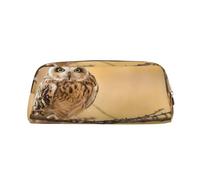 AUGUSTRUSH Leather Pencil Case for Students, Large Capacity Pencil Pouch, Owl Standing Tree, Unique Zippered Pen Bag Organizer for School, Office & Travel, Durable Makeup & Stationery Bag