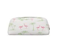 AUGUSTRUSH Leather Pencil Case for Students, Large Capacity Pencil Pouch, Pink Flamingos, Unique Zippered Pen Bag Organizer for School, Office & Travel, Durable Makeup & Stationery Bag