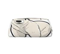 AUGUSTRUSH Leather Pencil Case for Students, Large Capacity Pencil Pouch, Polar Bear, Unique Zippered Pen Bag Organizer for School, Office & Travel, Durable Makeup & Stationery Bag