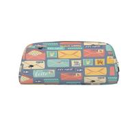 AUGUSTRUSH Leather Pencil Case for Students, Large Capacity Pencil Pouch, Postal Stationery, Unique Zippered Pen Bag Organizer for School, Office & Travel, Durable Makeup & Stationery Bag