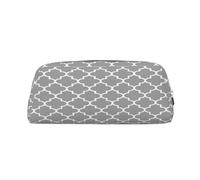 AUGUSTRUSH Leather Pencil Case for Students, Large Capacity Pencil Pouch, Quatrefoil Grey, Unique Zippered Pen Bag Organizer for School, Office & Travel, Durable Makeup & Stationery Bag