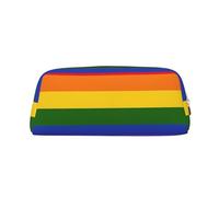 AUGUSTRUSH Leather Pencil Case for Students, Large Capacity Pencil Pouch, Rainbow Flag, Unique Zippered Pen Bag Organizer for School, Office & Travel, Durable Makeup & Stationery Bag