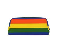AUGUSTRUSH Leather Pencil Case for Students, Large Capacity Pencil Pouch, Rainbow Flag, Unique Zippered Pen Bag Organizer for School, Office & Travel, Durable Makeup & Stationery Bag