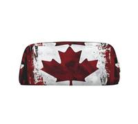AUGUSTRUSH Leather Pencil Case for Students, Large Capacity Pencil Pouch, Retro Canada Flag, Unique Zippered Pen Bag Organizer for School, Office & Travel, Durable Makeup & Stationery Bag