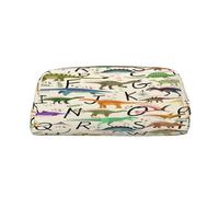 AUGUSTRUSH Leather Pencil Case for Students, Large Capacity Pencil Pouch, Stylish Alphabets Dinosaurs, Unique Zippered Pen Bag Organizer for School, Office & Travel, Durable Makeup & Stationery Bag