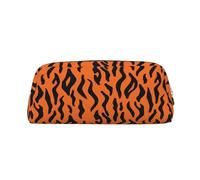 AUGUSTRUSH Leather Pencil Case for Students, Large Capacity Pencil Pouch, Tiger Stripes Orange, Unique Zippered Pen Bag Organizer for School, Office & Travel, Durable Makeup & Stationery Bag