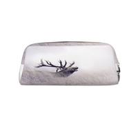 AUGUSTRUSH Leather Pencil Case for Students, Large Capacity Pencil Pouch, Wild Deer, Unique Zippered Pen Bag Organizer for School, Office & Travel, Durable Makeup & Stationery Bag