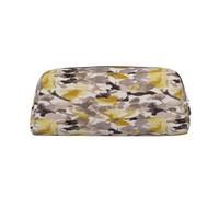 AUGUSTRUSH Leather Pencil Case for Students, Large Capacity Pencil Pouch, Yellow Gray Flower, Unique Zippered Pen Bag Organizer for School, Office & Travel, Durable Makeup & Stationery Bag