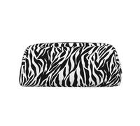 AUGUSTRUSH Leather Pencil Case for Students, Large Capacity Pencil Pouch, Zebra, Unique Zippered Pen Bag Organizer for School, Office & Travel, Durable Makeup & Stationery Bag