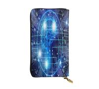 AUGUSTRUSH Leather Wallet for Women & Men, Artificial Intelligence Brain, Large Zip Around Wallets with 12 Card Slots & Coin Pocket, RFID Blocking Travel Organizer for Everyday Use & Gift