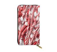 AUGUSTRUSH Leather Wallet for Women & Men, Candy Canes, Large Zip Around Wallets with 12 Card Slots & Coin Pocket, RFID Blocking Travel Organizer for Everyday Use & Gift