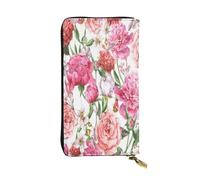 AUGUSTRUSH Leather Wallet for Women & Men, Garden Peony, Large Zip Around Wallets with 12 Card Slots & Coin Pocket, RFID Blocking Travel Organizer for Everyday Use & Gift