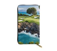 AUGUSTRUSH Leather Wallet for Women & Men, Hawaii Beach Golf Course, Large Zip Around Wallets with 12 Card Slots & Coin Pocket, RFID Blocking Travel Organizer for Everyday Use & Gift