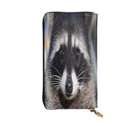 AUGUSTRUSH Leather Wallet for Women & Men, Little Raccoon Face, Large Zip Around Wallets with 12 Card Slots & Coin Pocket, RFID Blocking Travel Organizer for Everyday Use & Gift
