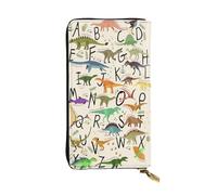 AUGUSTRUSH Leather Wallet for Women & Men, Stylish Alphabets Dinosaurs, Large Zip Around Wallets with 12 Card Slots & Coin Pocket, RFID Blocking Travel Organizer for Everyday Use & Gift