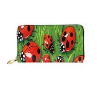 AUGUSTRUSH Luxury Leather Clutch Wallet for Women, Red Ladybug, RFID Blocking Long Zip Around Wallet with Coin Purse, Large Capacity Travel Organizer for Cash, Cards, Phone, Checkbook, Gift for Her