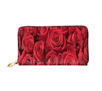 AUGUSTRUSH Luxury Leather Clutch Wallet for Women, Red Rose, RFID Blocking Long Zip Around Wallet with Coin Purse, Large Capacity Travel Organizer for Cash, Cards, Phone, Checkbook, Gift for Her