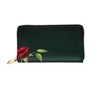 AUGUSTRUSH Luxury Leather Clutch Wallet for Women, Red Roses, RFID Blocking Long Zip Around Wallet with Coin Purse, Large Capacity Travel Organizer for Cash, Cards, Phone, Checkbook, Gift for Her