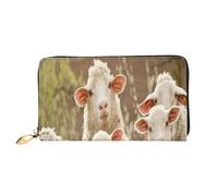 AUGUSTRUSH Luxury Leather Clutch Wallet for Women, Sheep Lambs, RFID Blocking Long Zip Around Wallet with Coin Purse, Large Capacity Travel Organizer for Cash, Cards, Phone, Checkbook, Gift for Her