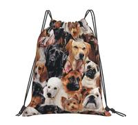 AUGUSTRUSH Many Dogs Fabric Drawstring Bags, Multifunctional Drawstring Gym Bag Lightweight Waterproof Backpack String Bag, Personalised Drawstring Sack Sport Bag For Adults Teens
