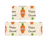 AUGUSTRUSH Non-Slip Kitchen Rug Set 2-Piece, Happy Carrot Area Rugs, Washable Kitchen Floor Mats With Quick-Dry Tech Anti-Fatigue Cushioned Pad For Sink Front, Laundry Room, Indoor Outdoor Use