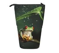 AUGUSTRUSH Peace Tree Frog Stand Up Pencil Case for Girls & Boys, Cute Telescopic Pencil Holder Case for Teens & Adults, Large Storage Pencil Pen Case Organizer for School Office College