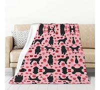 AUGUSTRUSH Pink Poodles Dogs Flannel Blanket, Anti-Pilling Bedding Throw, Soft Lightweight Thermal Blanket, Compact Foldable for Bed, Sofa, Camping, Travel Gifts, 178x127cm, 280g flannel