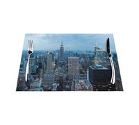AUGUSTRUSH Placemats Set Of 4, New York Fashion City Table Mats, Heat-Resistant Non-Slip Place Mats For Kitchen Table 45x30 Cm, Washable Pvc Placemat For Dining Table Outdoor Party Decor