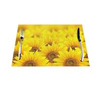 AUGUSTRUSH Placemats Set Of 4, Yellow Sunflowers Table Mats, Heat-Resistant Non-Slip Place Mats For Kitchen Table 45x30 Cm, Washable Pvc Placemat For Dining Table Outdoor Party Decor